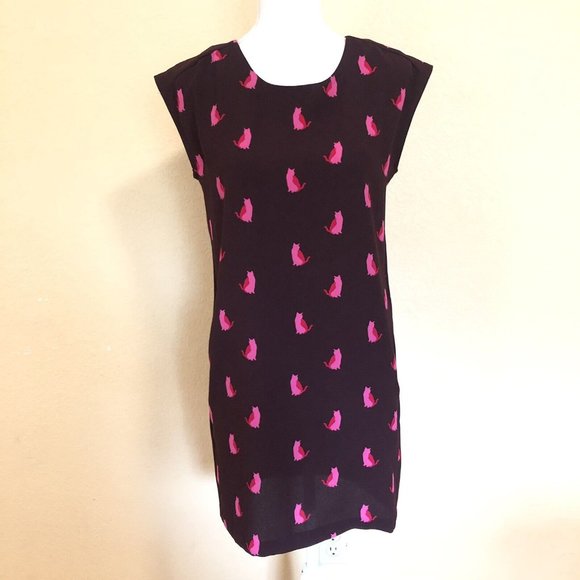 LOFT Cat Pattern Shift / Sheath Dress - Size XSP w/ Pockets - Picture 2 of 3